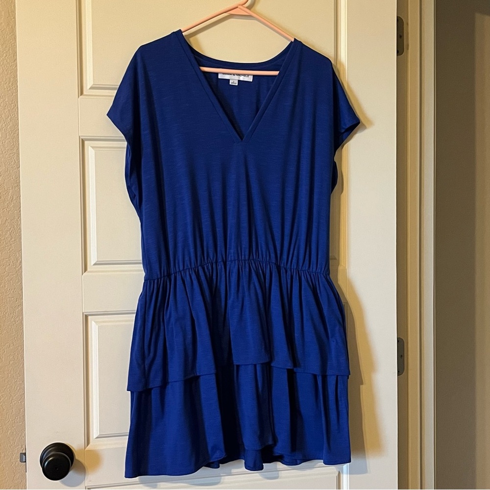 Emma & Michele Blue Tiered Cap Sleeve Tunic